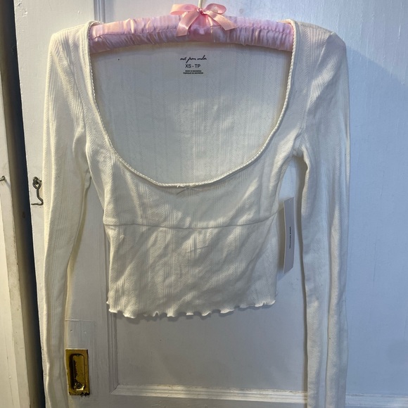 NWT Out From Under Urban Outfitters Sleepless Night Pointelle Scoop Cropped Top - Picture 3 of 4